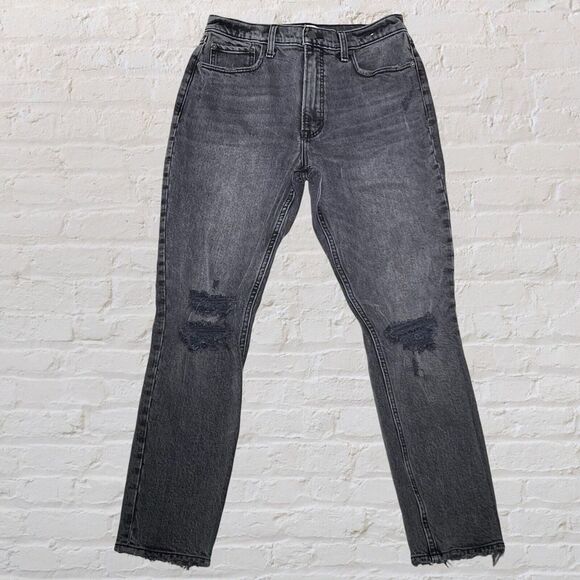 Abercrombie & Fitch The Skinny High-Rise‎ Ankle Jeans 28/6R Black Distressed - Picture 1 of 11